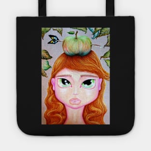 Girl With Apple On Her Head Tote