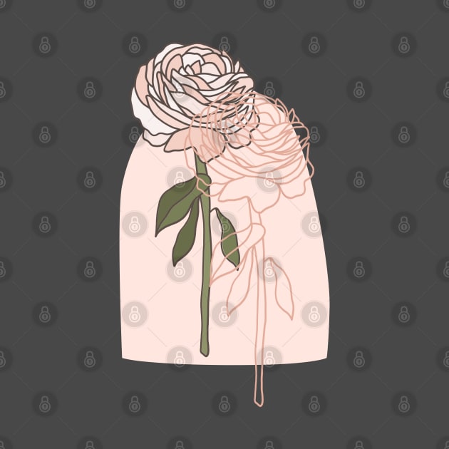 Abstract Line Art Rose Gold Rose by julidoesart