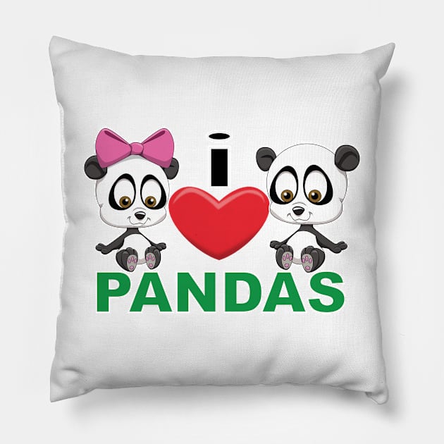 I Heart Pandas Pillow by Wickedcartoons