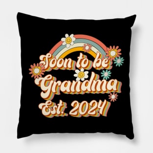 Soon To Be Grandma Est. 2024 Family 60s 70s Hippie Costume Pillow