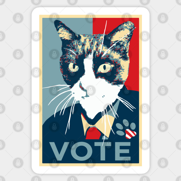 Cat Running For President Obama Hope Logo Obama Hope Parody