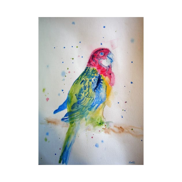 Rosella Parrot Watercolour Painting by SarahRajkotwala