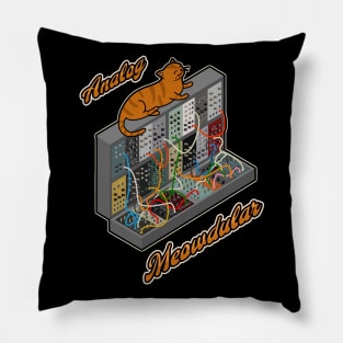 Cat on Modular Synth Funny synthesizer Pillow