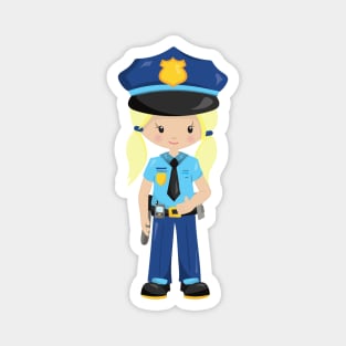 Police Girl, Police Officer, Cop, Blonde Hair Magnet