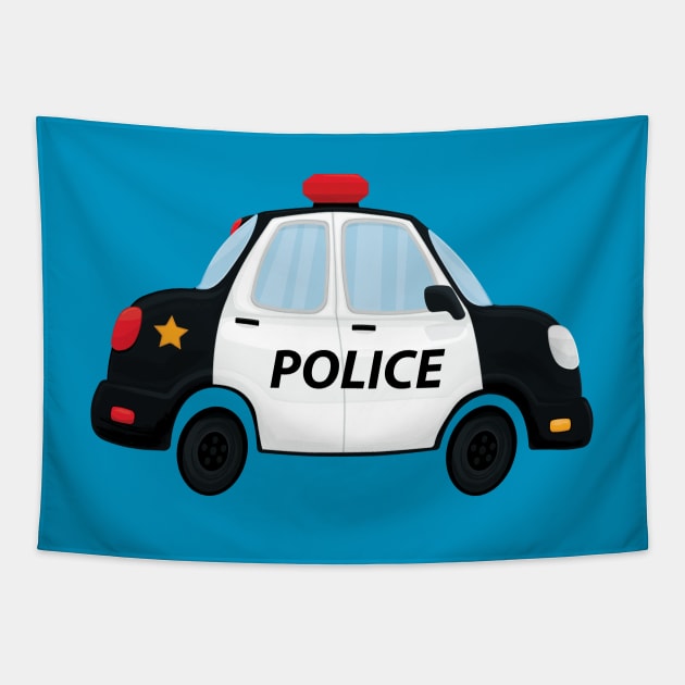 Cute Police Car Design Tapestry by NPolandDesigns