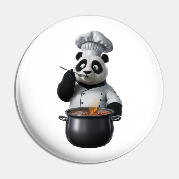 Master Chef Panda - Gourmet Virtuoso - Epicurean Panda Cook Shirt Pin by vk09design