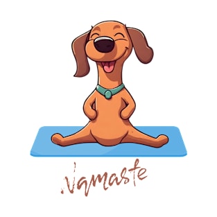 cute wiener dog doing yoga namaste T-Shirt