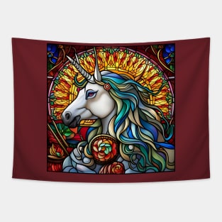 Stained Glass Unicorn Tapestry
