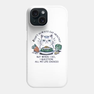 Funny cat eat healthy food Phone Case