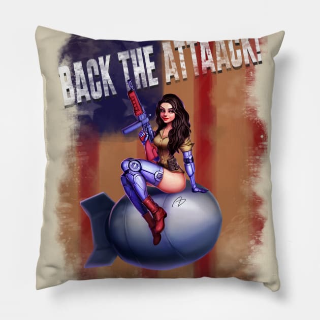 Android Girl Pin Up WWII Pillow by TheKingOfRetro