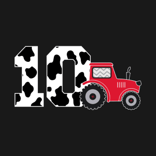 Kids 10th Birthday Boys Tractor Farmer Birthday T-Shirt