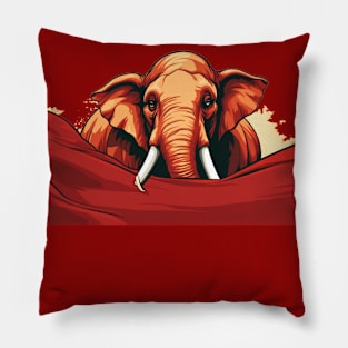 "Silken Symphony: Unveiling the Asian Elphante's Design" Pillow