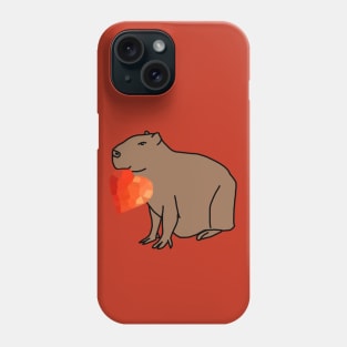 Cute Valentines Day Capybara with Red Heart Phone Case