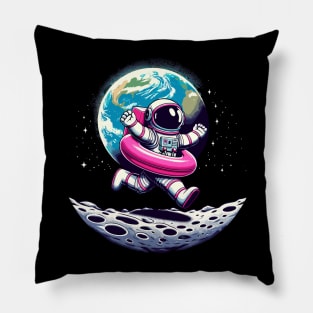 Pool Party Astronaut Pink Float Funny Space Pillow