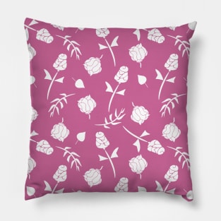 Pretty Pink and White Roses Floral Pattern Pillow