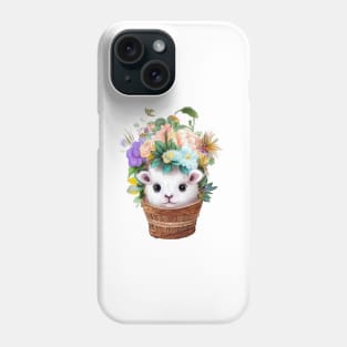 A cute baby alpaca in a flower basket Phone Case