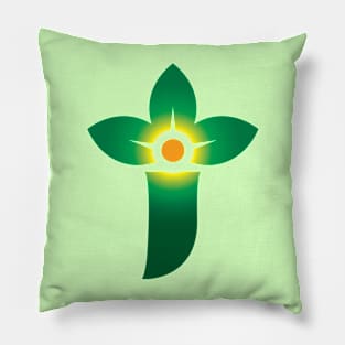 Letter J Green Leaf Crown Pillow