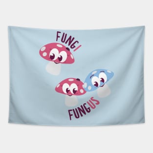 Fung'I' and Fung'US' - Adorable Romantic Mushrooms Tapestry