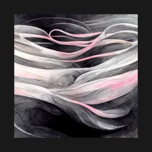 blush_pink_grey_dark_light_love_modern_buy art._trendy_ink_flow_free_flowing_abstract_ abstrakt art._ pastel_beautiful_black_white_pink T-Shirt