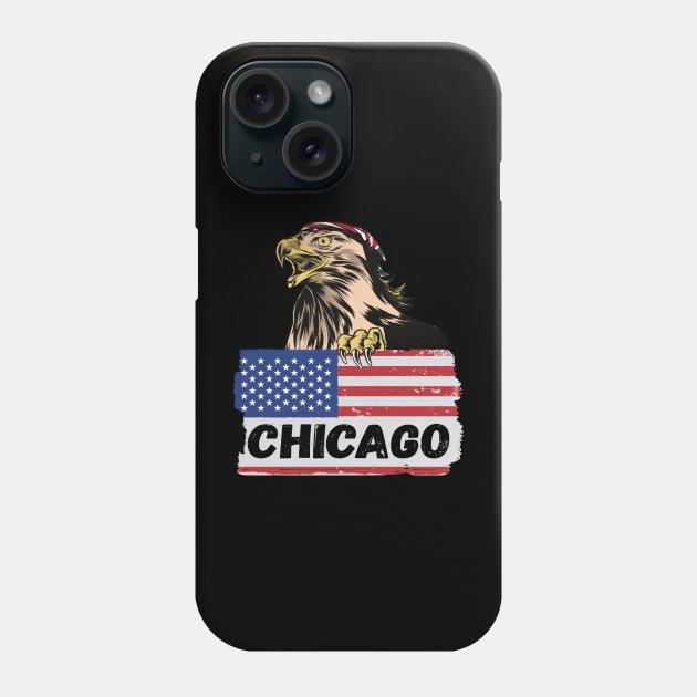 American eagle retro US Flag Chicago City Phone Case by TahudesignsAT