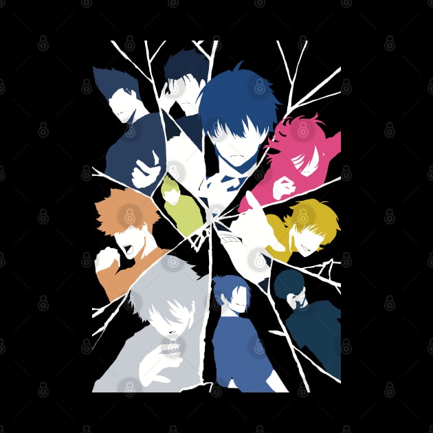 Blue lock all main characters in minimalist and aesthetic vector art design by Animangapoi