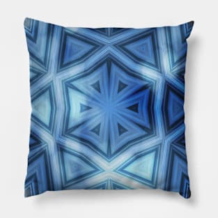 Blue striped kaleidoscope with bokeh Pillow