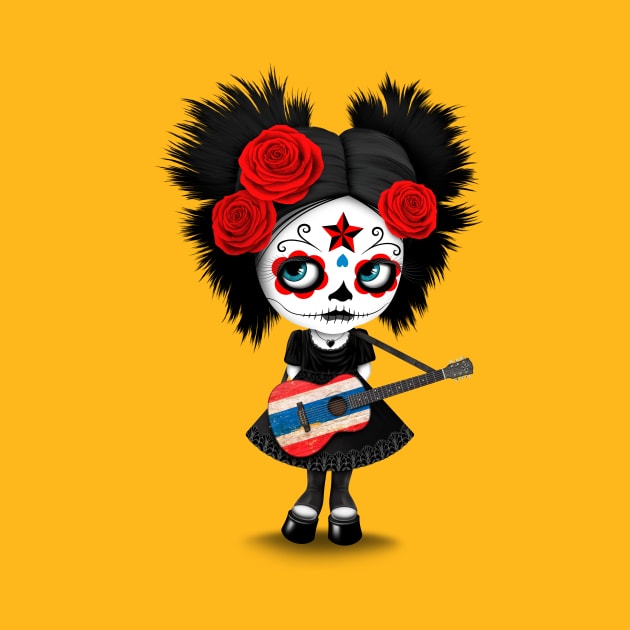 Sugar Skull Girl Playing Thai Flag Guitar by jeffbartels