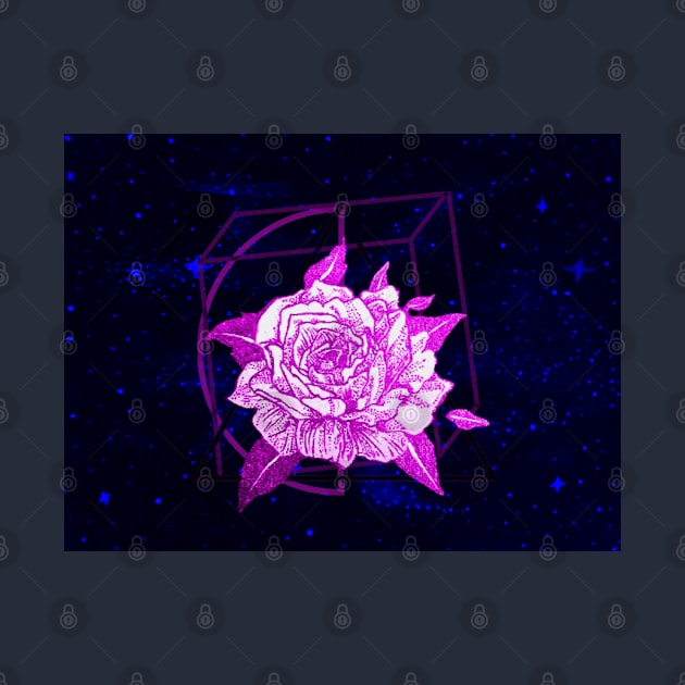 Geometric Blush Rose in Space (Navy) by thcreations1