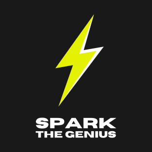 Spark The Genius logo in fluorescent yellow and white T-Shirt