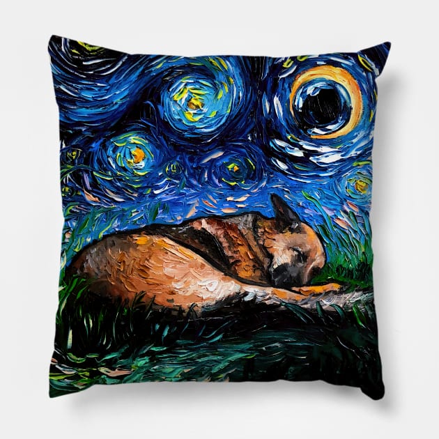 German Shepherd Night 4 Pillow by sagittariusgallery