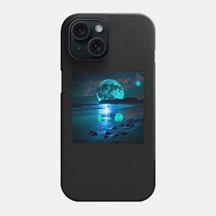 The Blue Moon Rising Over the Ocean Phone Case