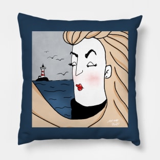romantic sea woman Pillow