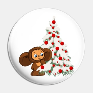 Cheburashka Winter Pin