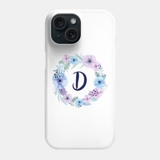 Floral Monogram D Icy Winter Blossoms Phone Case