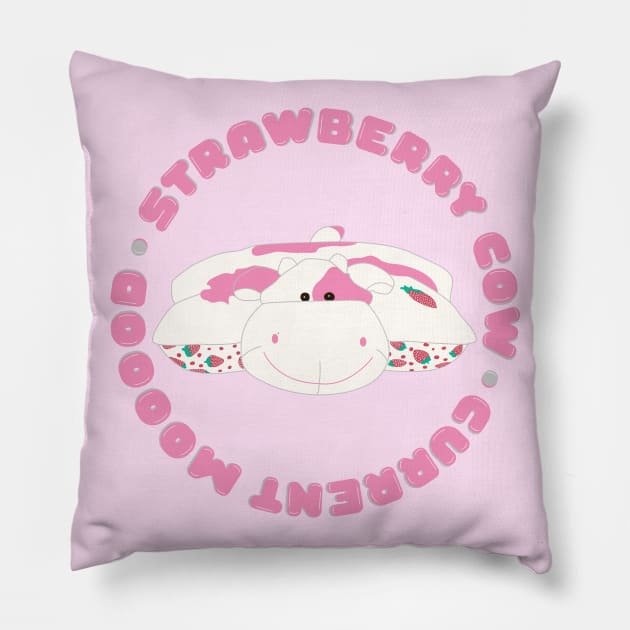 Current mood strawberry cow Pillow by AnnaBanana