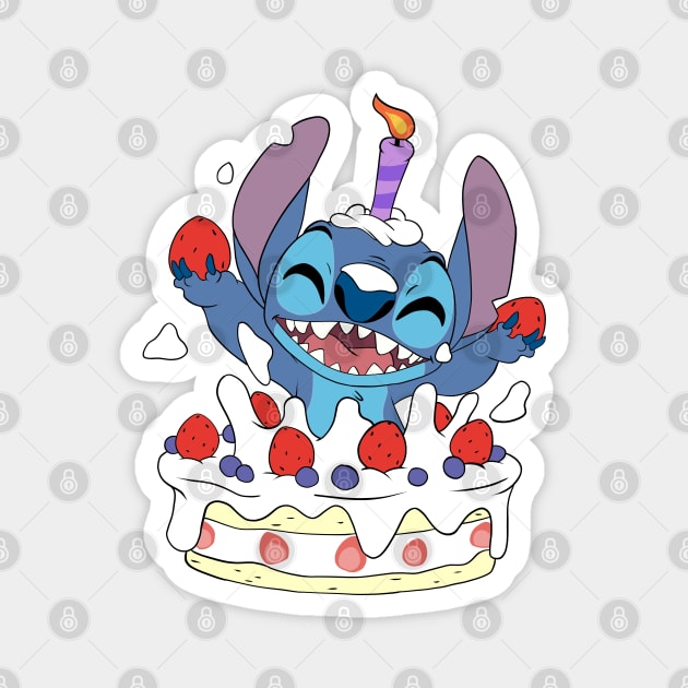 Happy Birthday Stitch Magnet by Nykos