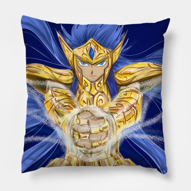 camus the aquarius saint in myth cloth Pillow by jorge_lebeau