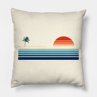 Minimalist, Geometric Retro Ocean Sunrise II Pillow