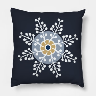 White snowflakes on prussian blue seamless repeat pattern Pillow