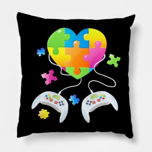 Controller Gaming Puzzle Heart Autism Pillow