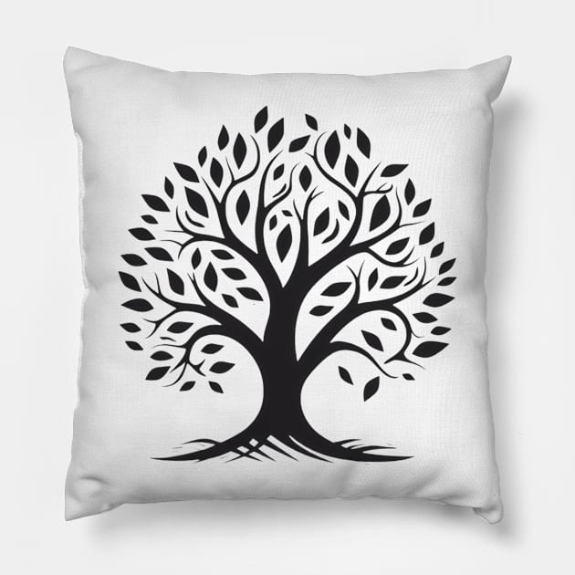 Aesthetic Deciduous Tree Design Tee Pillow by Greenbubble