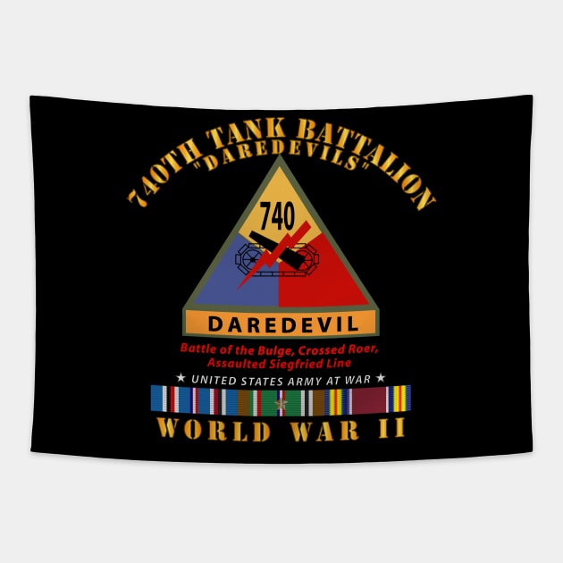 740th Tank Battalion - Daredevils w SSI Name Tape WWII  EU SVC Tapestry by twix123844