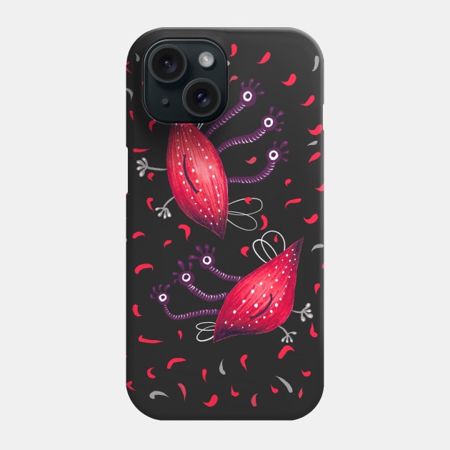 Cute Funny Red Three Eyed Cartoon Aliens Phone Case by Boriana Giormova