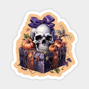 Purple Halloween Skull gift Pumpkin Magnet