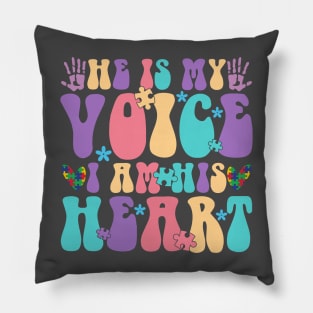 He is my voice I am his heart Autism Awareness Gift for Birthday, Mother's Day, Thanksgiving, Christmas Pillow