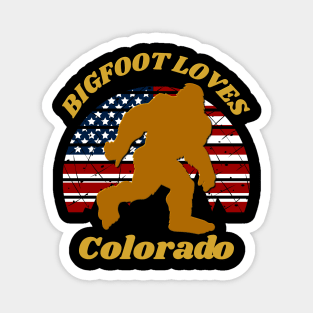 Bigfoot loves America and Colorado too Magnet