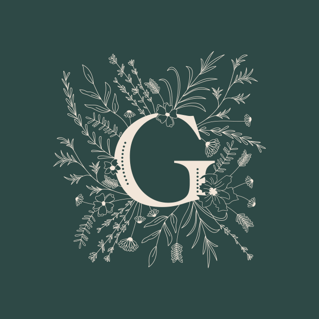 Botanical Letter G (Forest Green) by Cascade Patterns