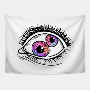 Two Pupils. Psychedelic Eye. Raibow color Tapestry