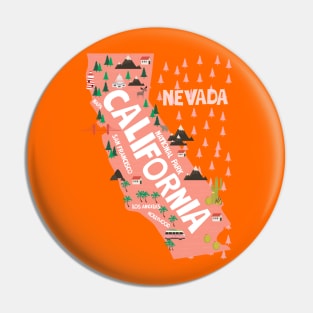 California illustrated map Pin