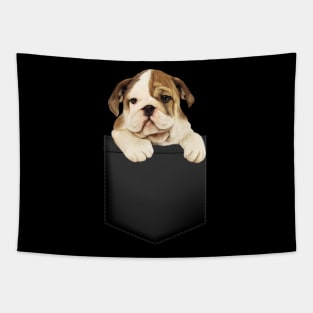 Bulldog in Pocket Funny Bulldog Tapestry